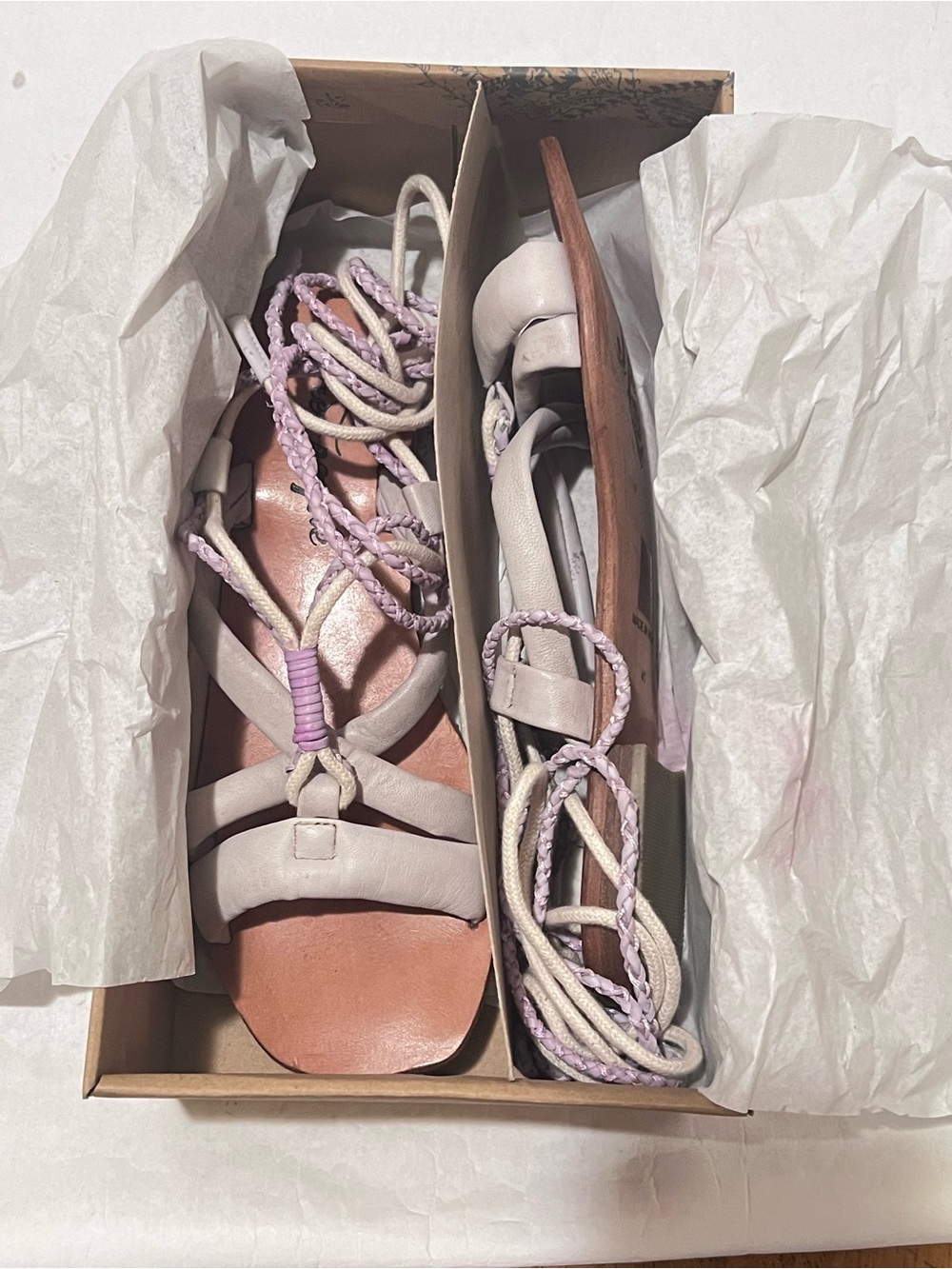 NEW Free People Linden Leather Wrap Sandal in Bone Size 41 - Picture 10 of 10